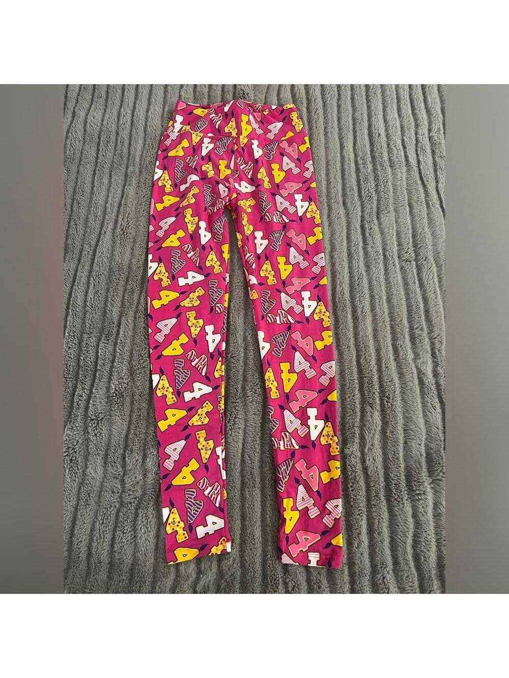 LuLaRoe Leggings One Size OS 4th Birthday Limited Edition Pink Candle NWOT